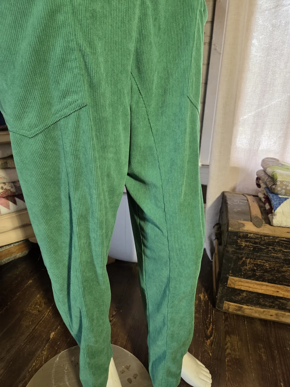 Green Relaxed Corderoy Jumpsuit - Picture 3 of 7